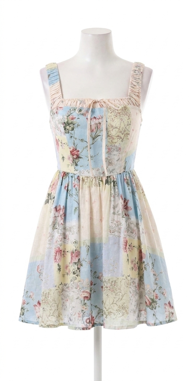 NEW MABLE bloomed to perfection mini dress in blue multi